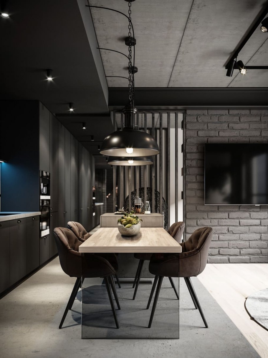 Столовая-гостиная лофт лофт