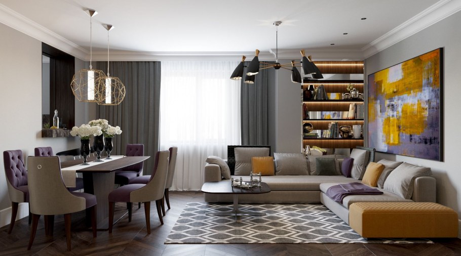 Кухня гостиная Контемпорари