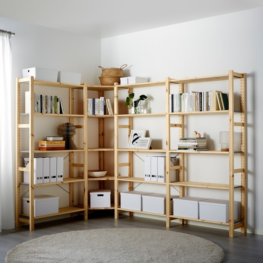 Ивар угловой стеллаж икеа