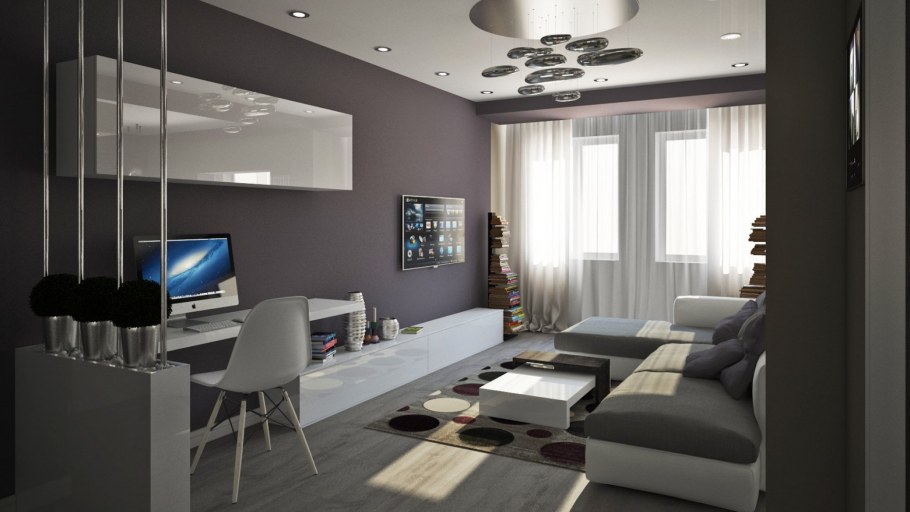 Показать интерьер зала в квартире студио