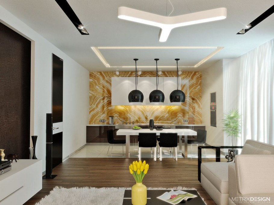 Гостиная с элементами лофт стиля