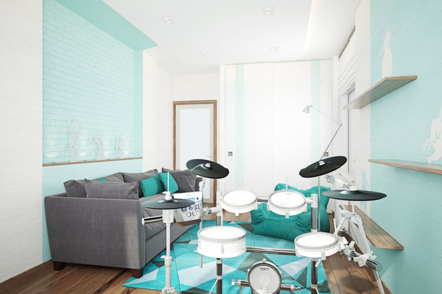 Изумрудные шторы в спальню