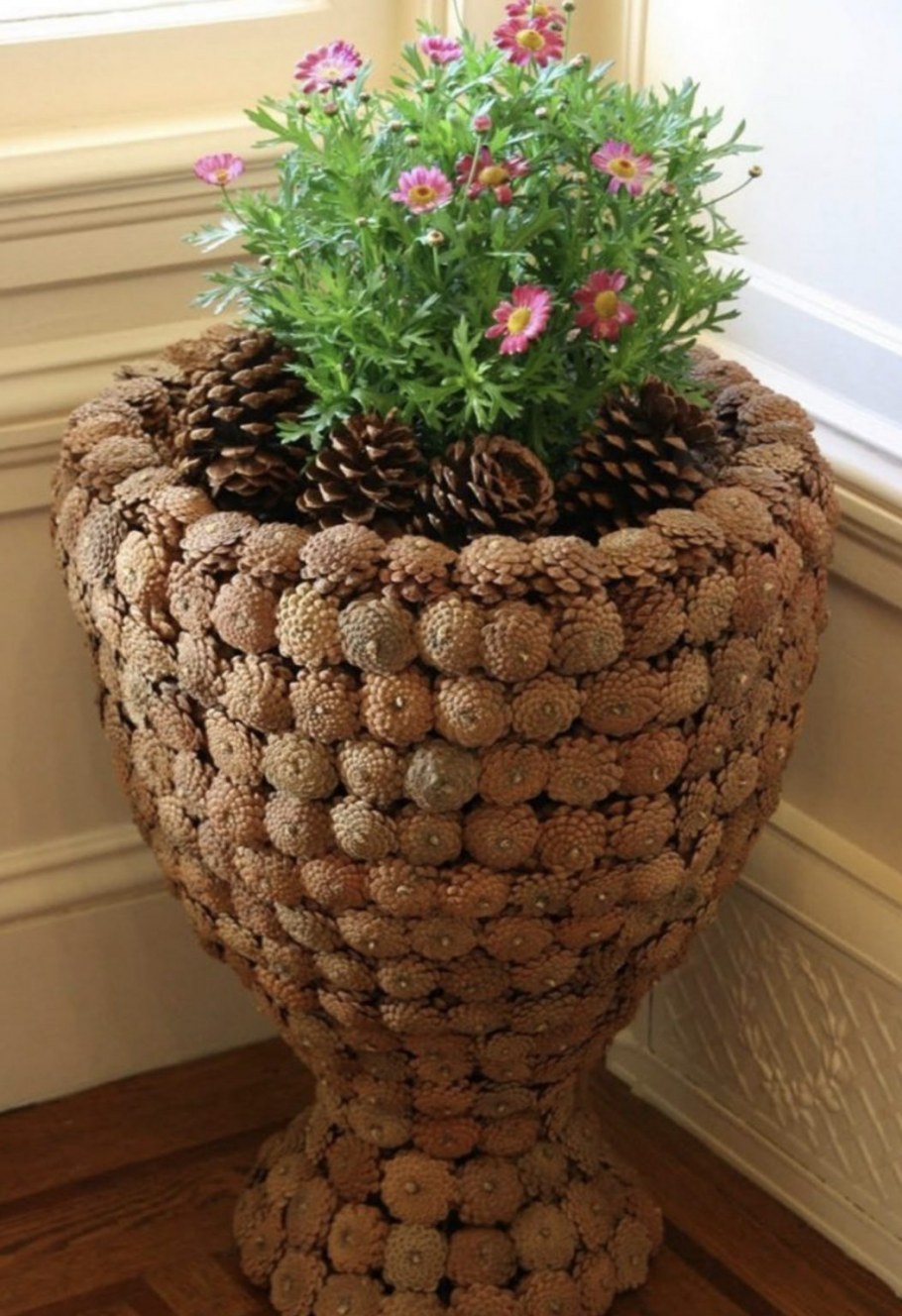 Шишки в горшке для интерьера