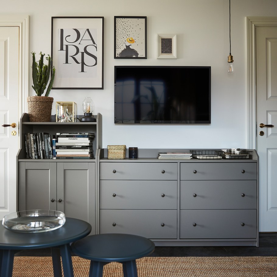 Hemnes ХЕМНЭС комод с 8 ящиками, белая морилка160x96 см