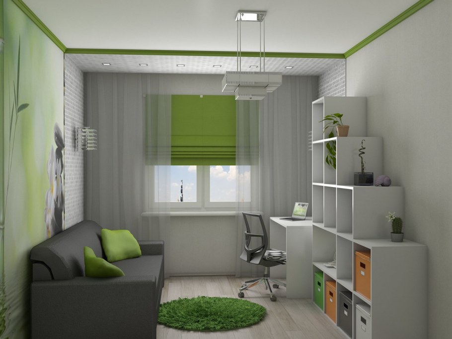 Зеленый цвет в интерьере детской