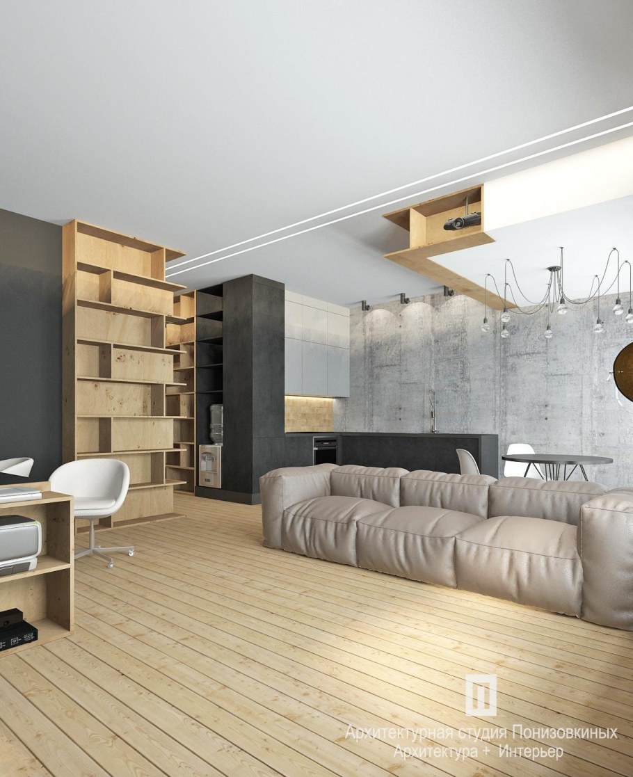 Гостиная лофт светлая