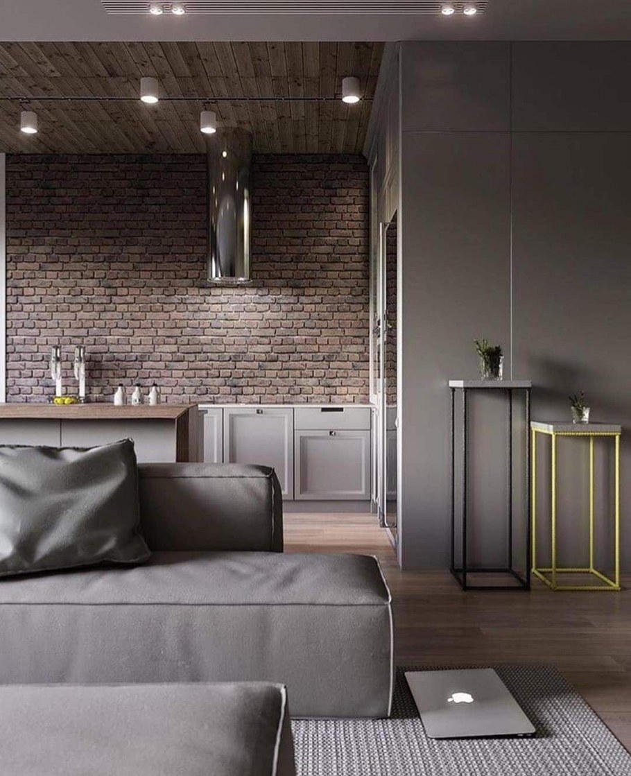 Гостиная в стиле лофт 18 кв