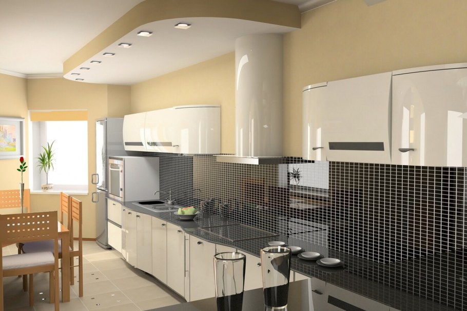 Потолок над кухонным гарнитуром