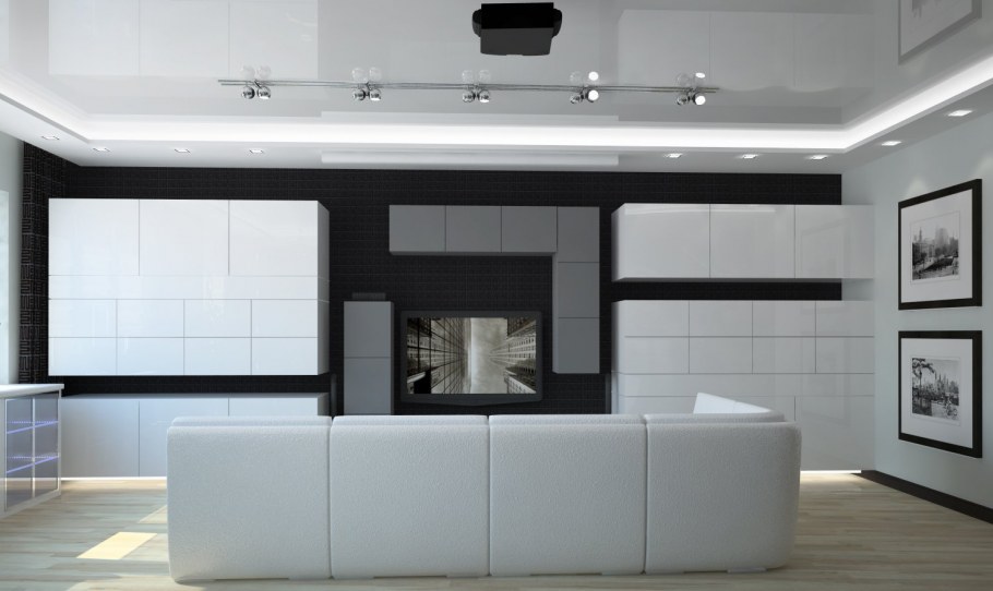 Натяжные потолки в стиле хайтек