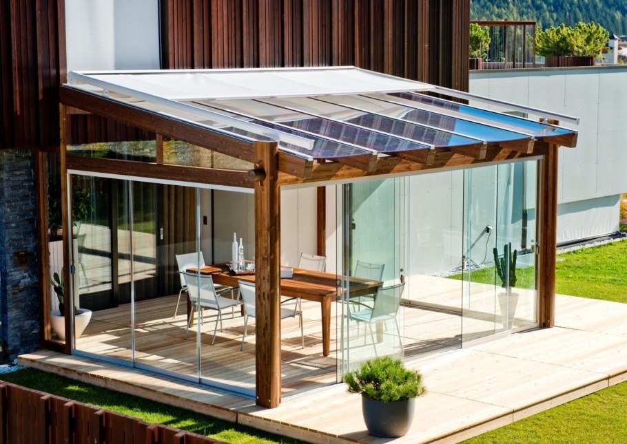 Пергола с монолитным поликарбонатом