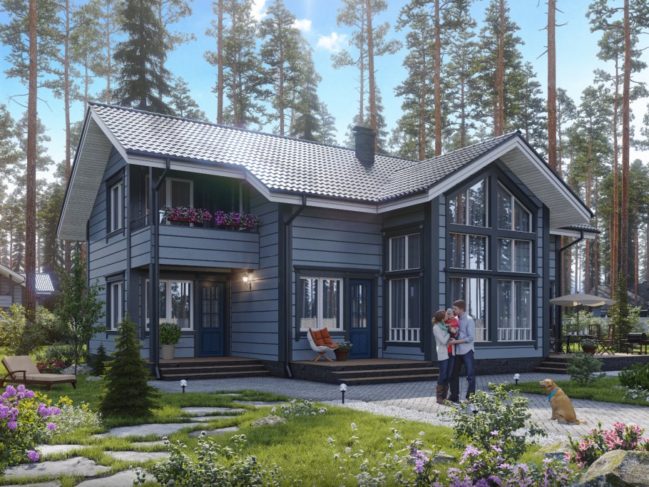 Деревянный дом визуализация