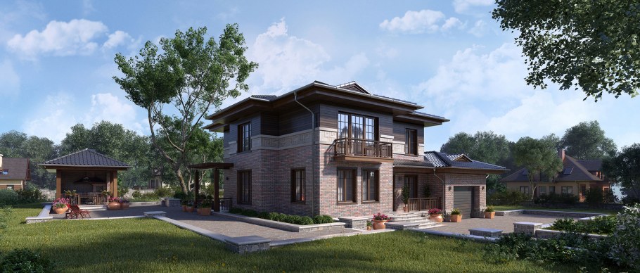 Кирпичный дом визуализация