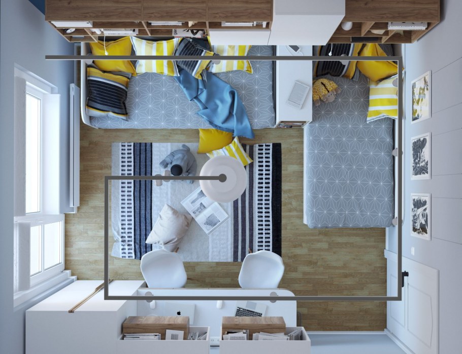 Детские комнаты вид сверху