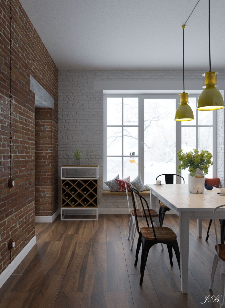 Скандинавский лофт гостиная