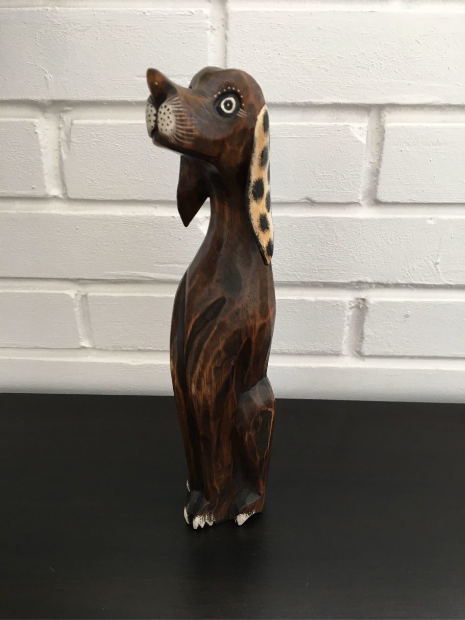 Фигура "кошка Багира" Наклоненная подпал серая/черный подпал 4×5×20см 008