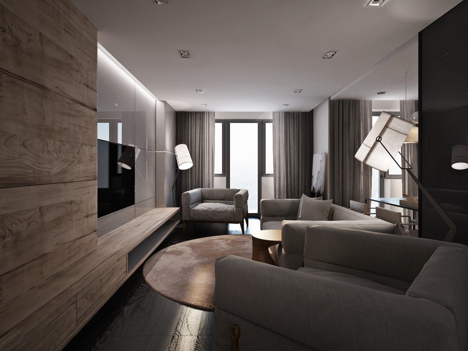 Гостиная в серых оттенках