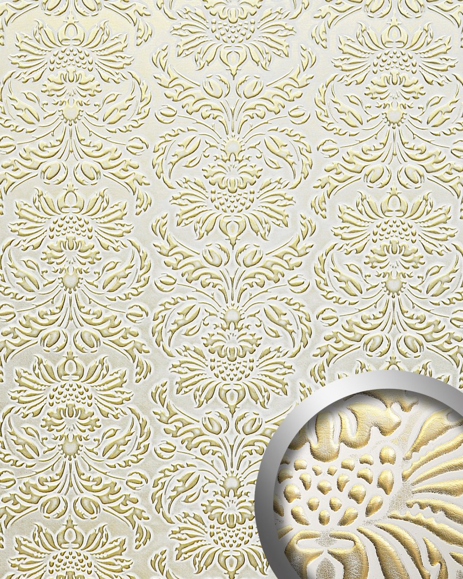 Обои белые с золотом для стен