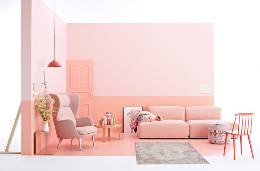 Розовая краска для стен