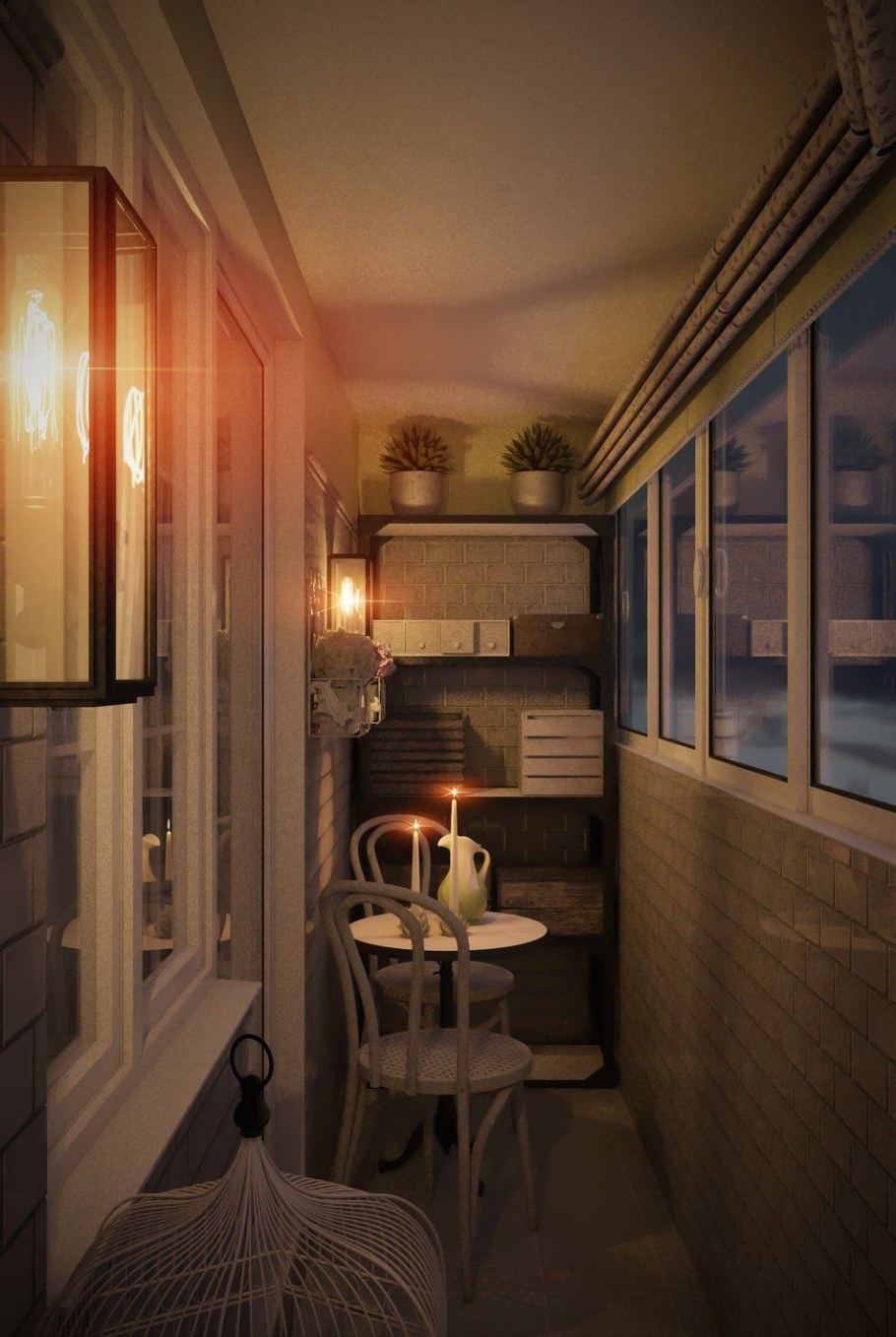 Уютный узкий балкон