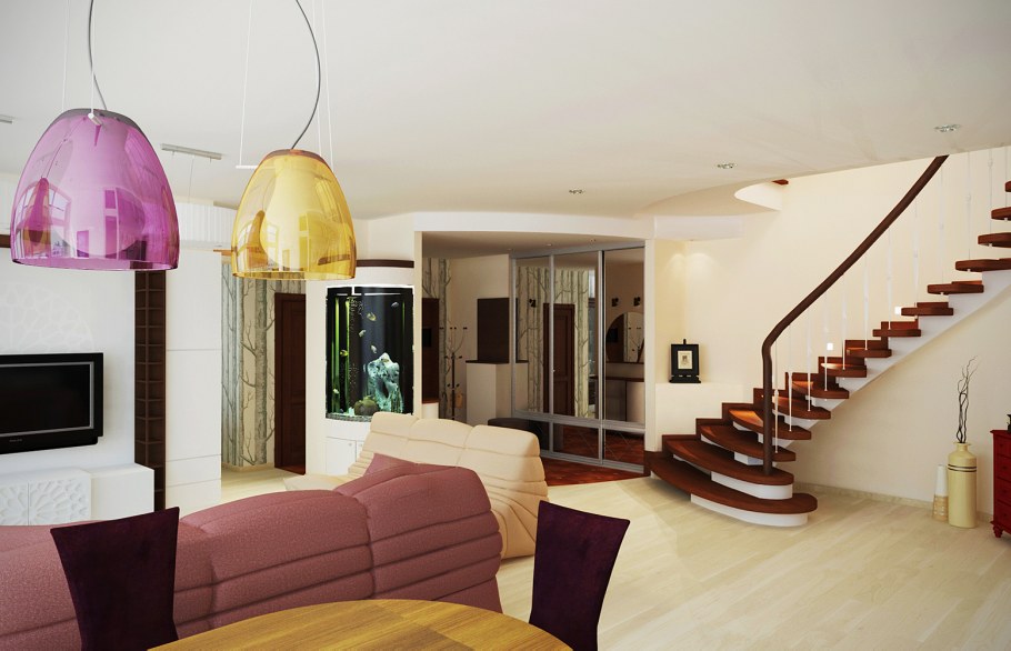 Интерьер двухэтажного дома 200м2