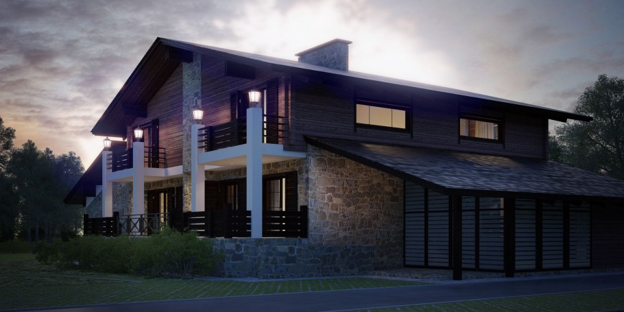 Комбинированный дом пеноблок и брус