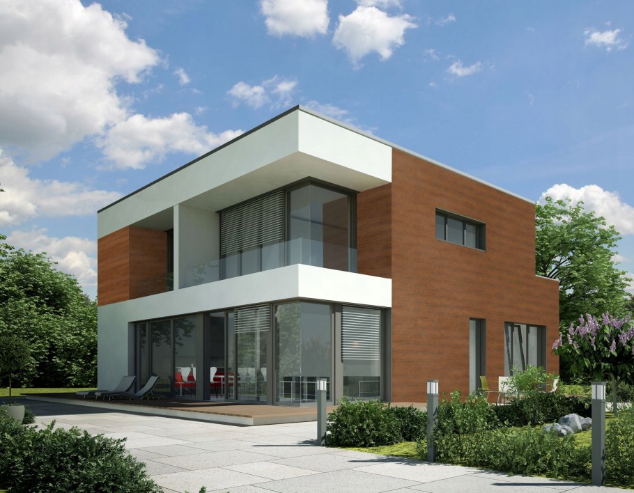 2х этажный дом с плоской крышей