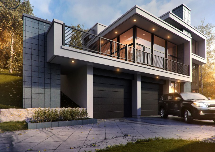 Фасад дома в стиле Хай тек