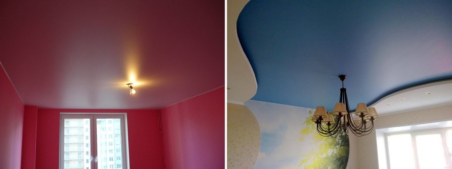 Голубой натяжной потолок