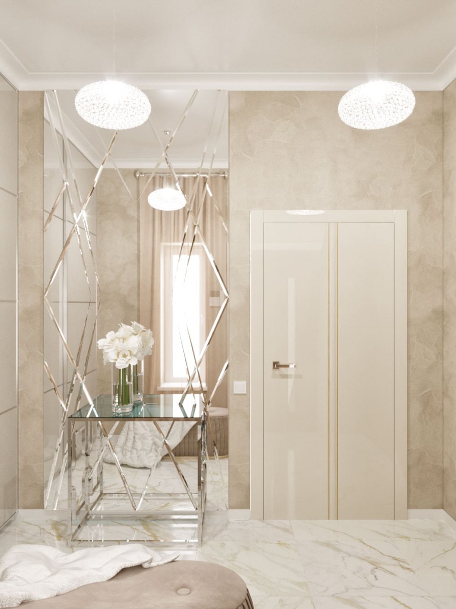 Интерьер 2 комнатной квартиры в светлых тонах универсальный