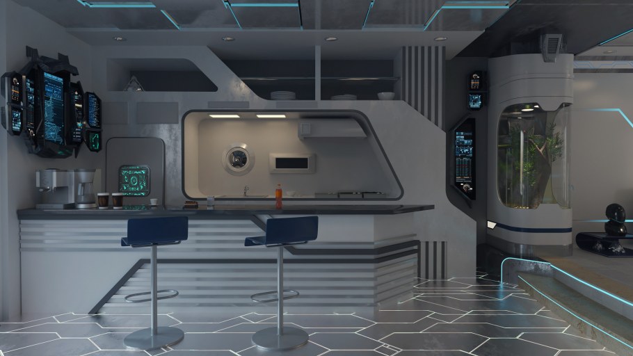 Футуристический интерьер 3ds Макс