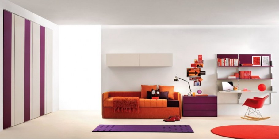 Оранжевый и фиолетовый в интерьере