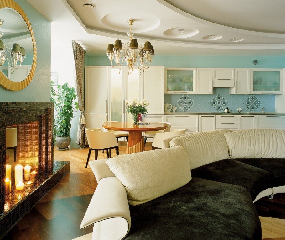 Красивые кухни гостиные
