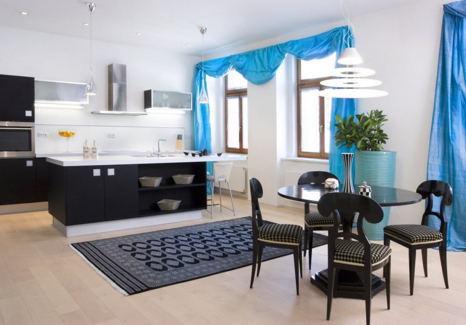 Красная стена в интерьере кухни