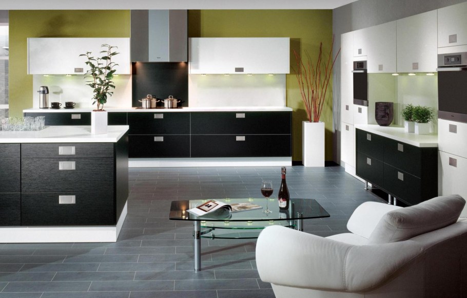 Обои для бело черной кухни