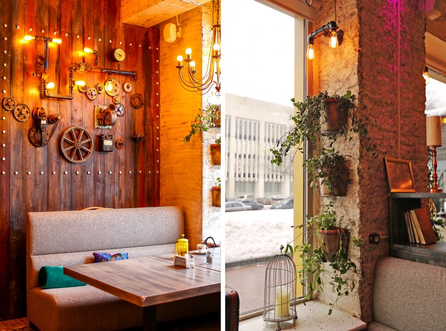 Декор стены в кафе в стиле лофт