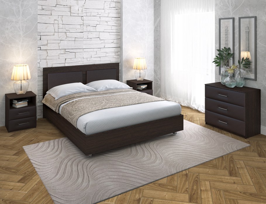 Отделка спальни деревом