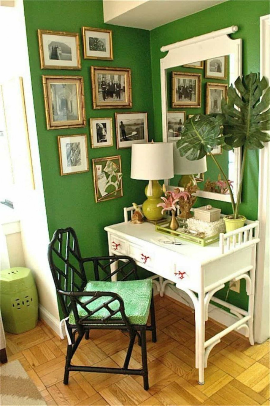 Зеленые стены в интерьере