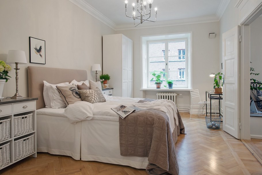 Бежевая спальня Сканди