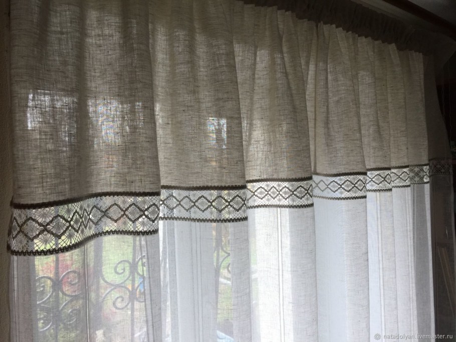 Льняные шторы с мережкой