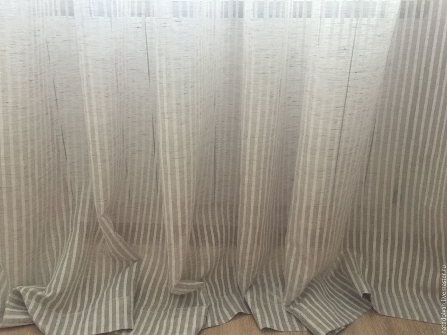 Льняная тюль с кружевом