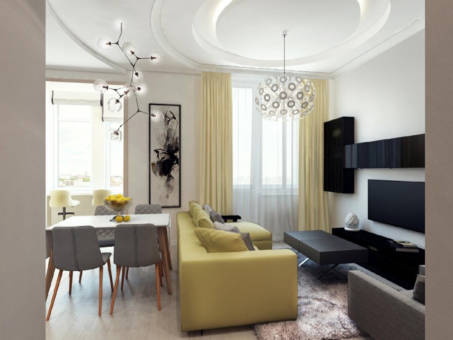 Гостиная в бежевых тонах