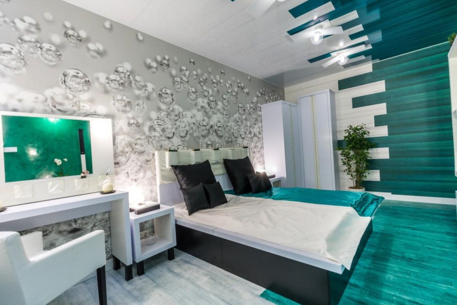 Интерьер спальни яркие цвета