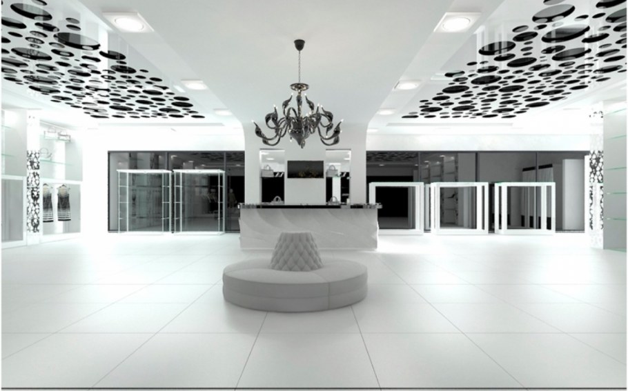 Перфорированный натяжной потолок в интерьере