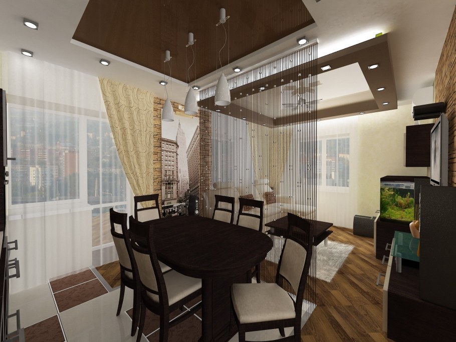 Гостиная с кухонной зоной