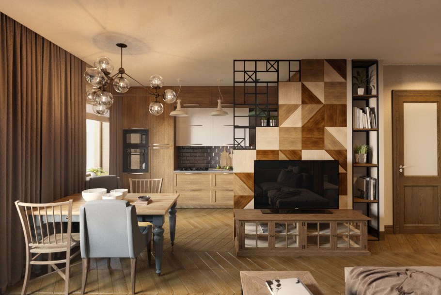 Комната студия с кухней