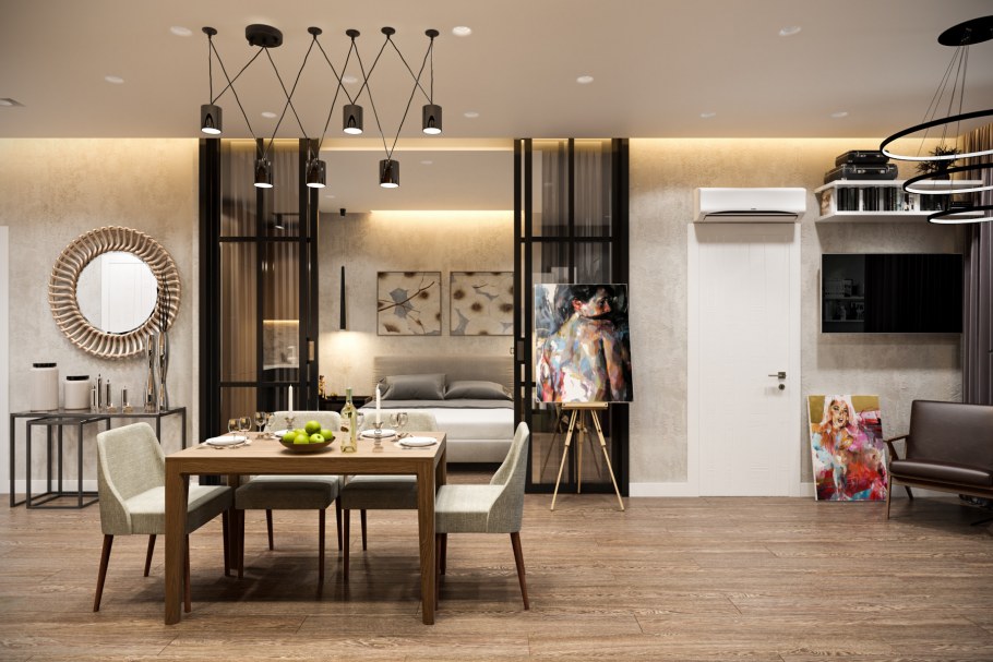 Разграничить кухню и гостиную