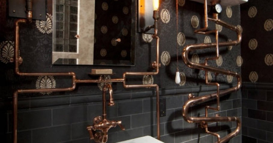 Трубы в интерьере ванной