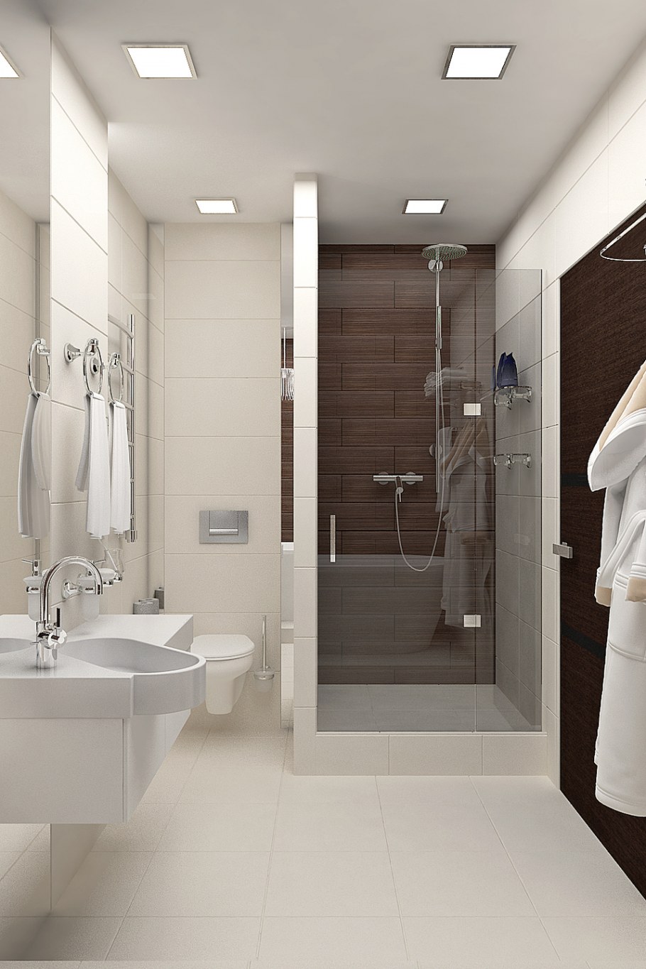 Интерьер ванной комнаты с душевой кабиной