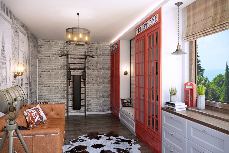 Отделка лоджии в стиле гранж