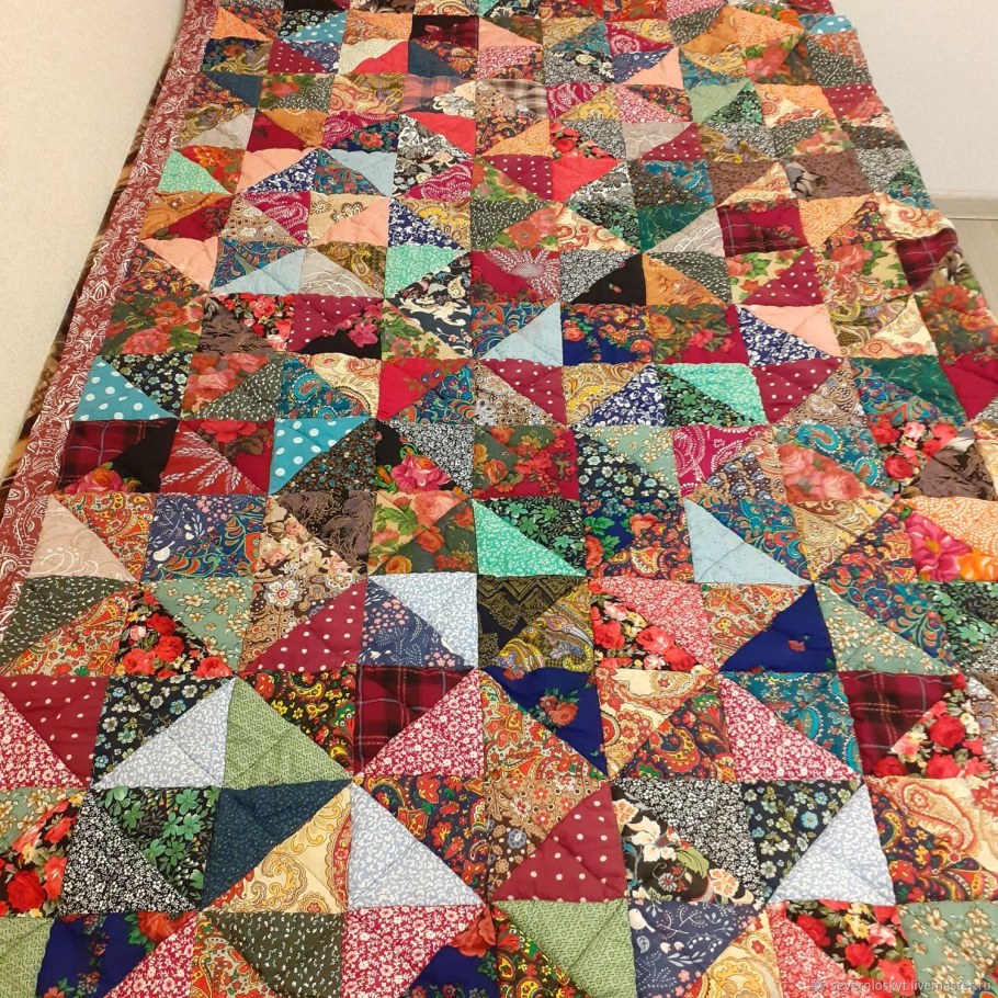 Лоскутное покрывало в клетку